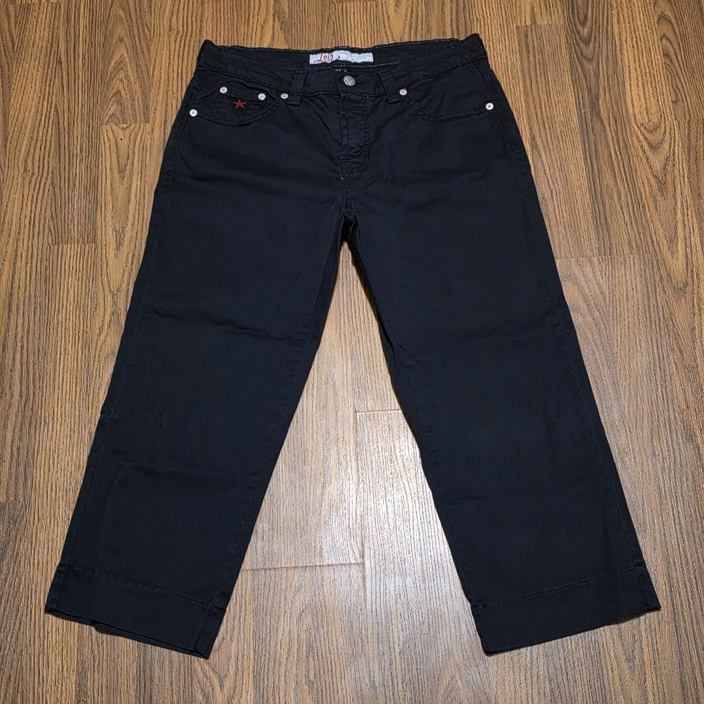 Vintage Lois Jeans Esther Black Wide Leg Cropped Made in Canada Size 30 Denim